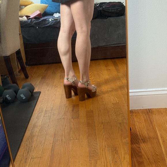 Steve Madden Snakeskin Wooden Platform Sandals Chunky Heel (size 40) - Picture 7 of 7